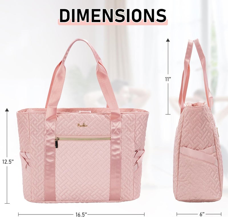 LASUK Tote Bag For Women, Checkered Zipper Laptop Shoulder Bag, Gym Tote Bag with Yoga Mat Bag, for Gym, Work, Travel, Shop - Image 3